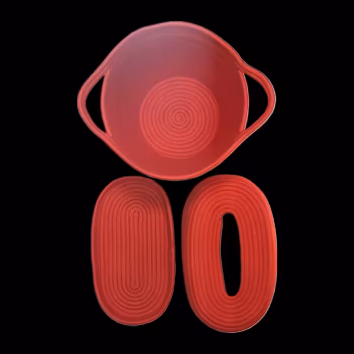 ست سطل و دستمال دوخت نخ و پنبه قرمز