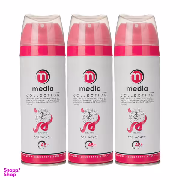 اسپری خوشبو کننده بدن زنانه مدیا (Media) مدل Rucci Rucci حجم 200 میلی لیتر مجموعه 3 عددی
