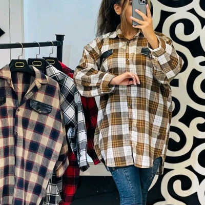 مانتو اسپرت زنانه نخ پنبه چهارخونه پاییزی مدل مهتاب