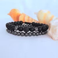 ست دستبند اسپرت اونیکس و حدید و گوی سوارسکی اکسسوری دستساز زنانه مردانه