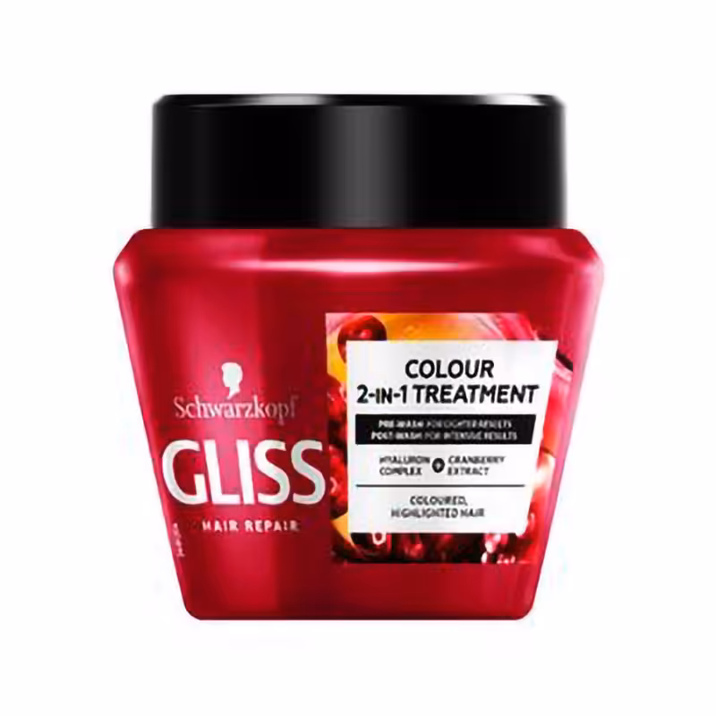 ماسک مو گلیس قرمز Gliss Hair Repair Maschera Colour 2 in 1 حجم 300 ملی گرم