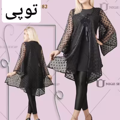 سارافون و رویه زنانه کرپ کش و گیپور مدل کیانا - کد 1039
