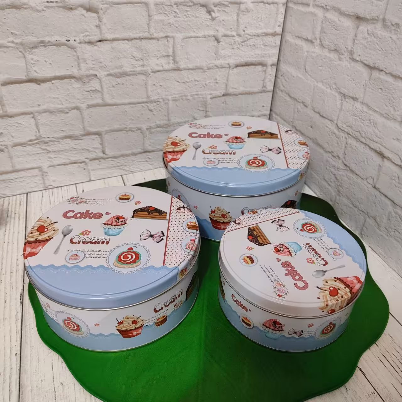 .جعبه فلزی گرد طرح کیک 3 سایز