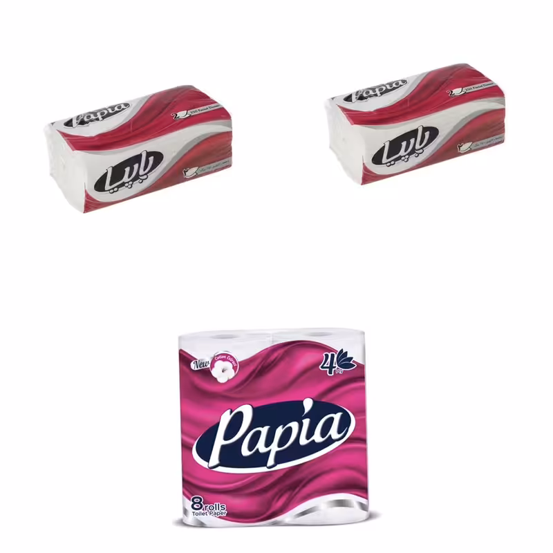 دستمال توالت و دستمال کاغذی پاپیا مدل سافت 166 مجموعه 10 عددی