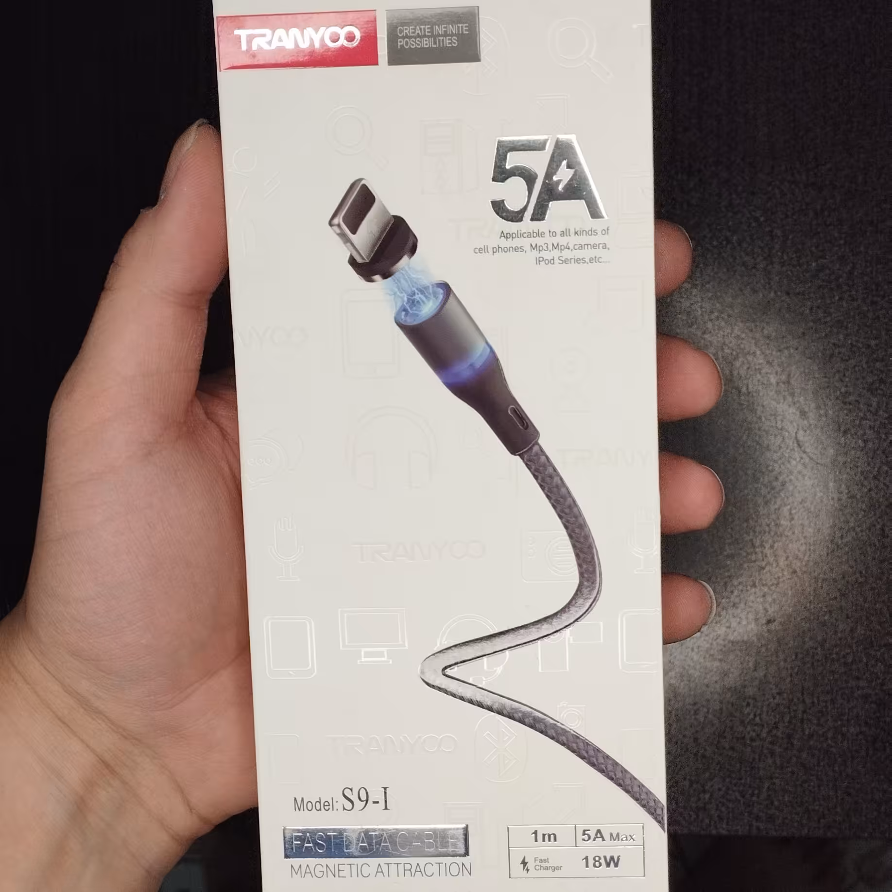 کابل شارژ  آیفون سر مگنتی ترانیو 18 وات کنفی