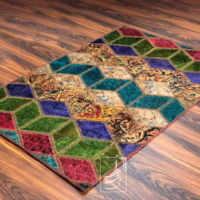 فرش چهل تکه دستبافت یک و نیم متری کد 3