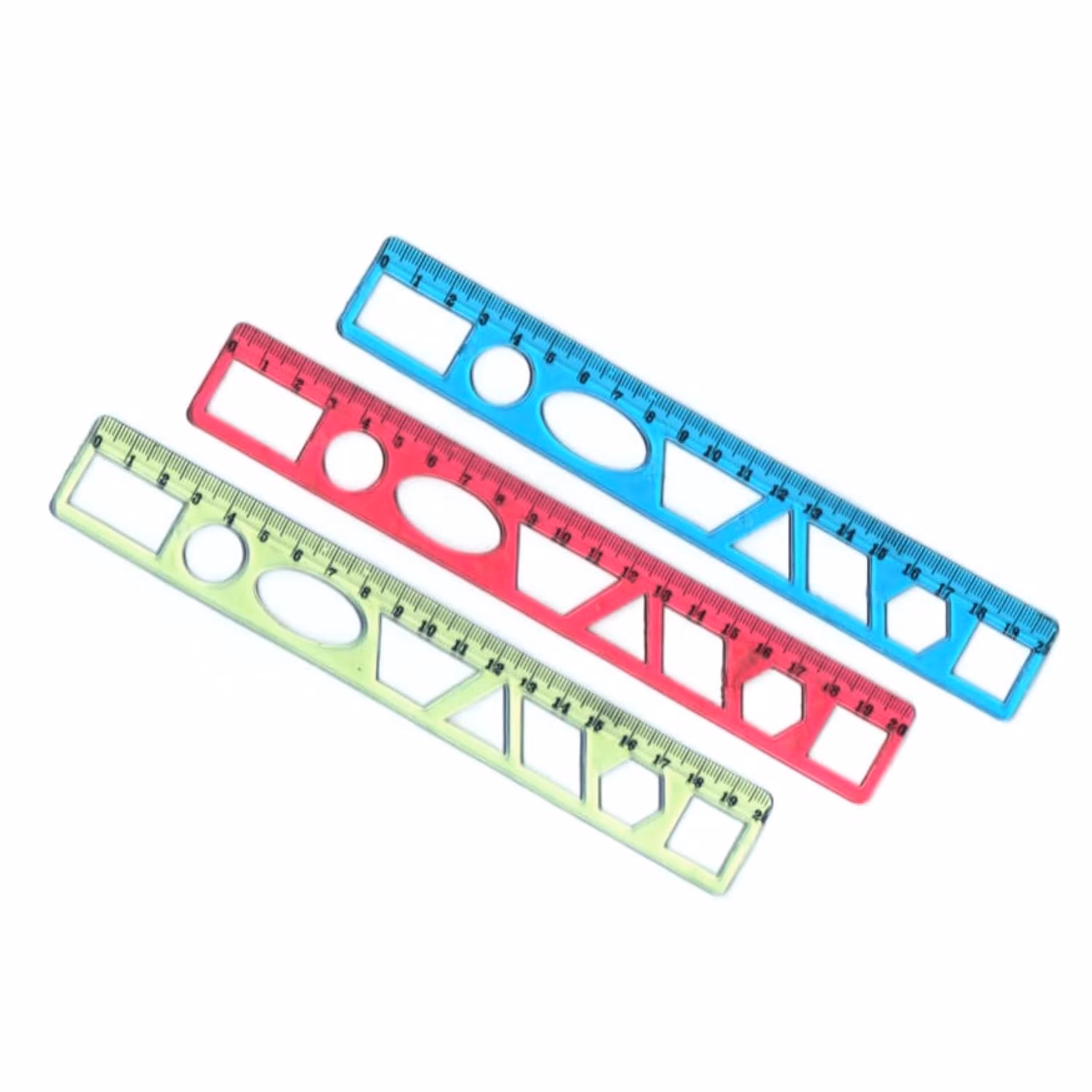 خط کش ژله ای 20 سانتی شابلون دار بسته 6 عددی