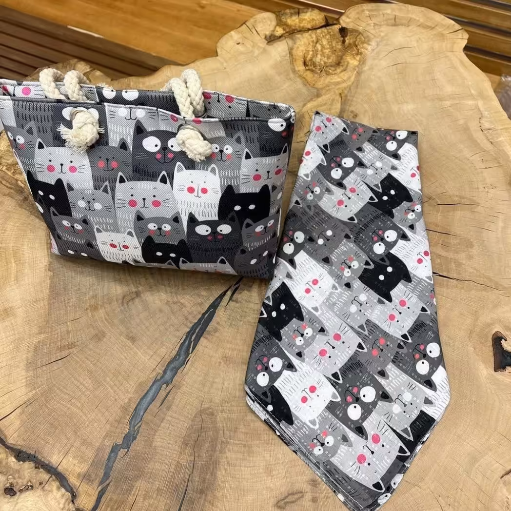 ست کیف و شال طرح گربه