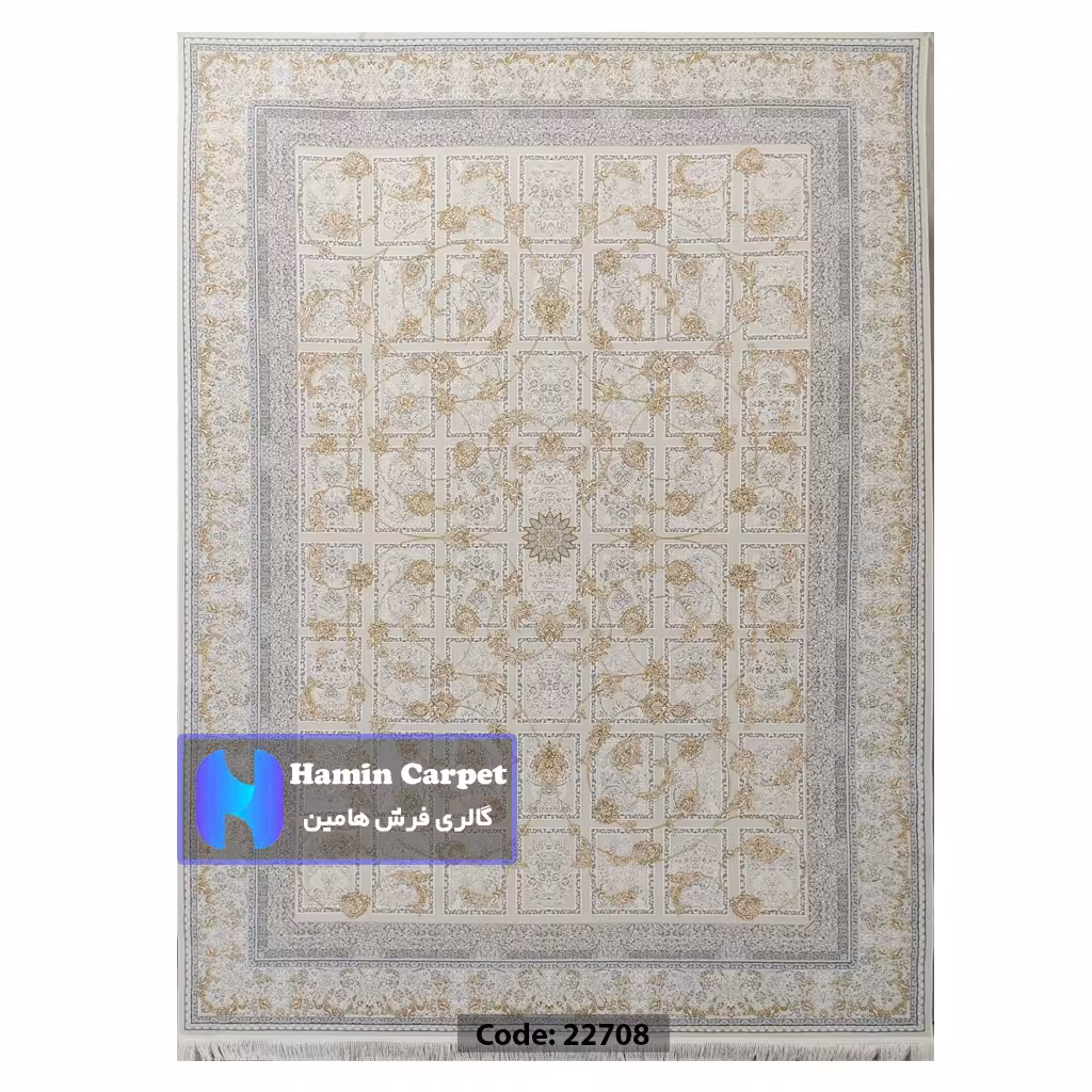 فرش 6 متری 1200 شانه تراکم 3600 نخ اکلریک گل برجسته کد AR22708