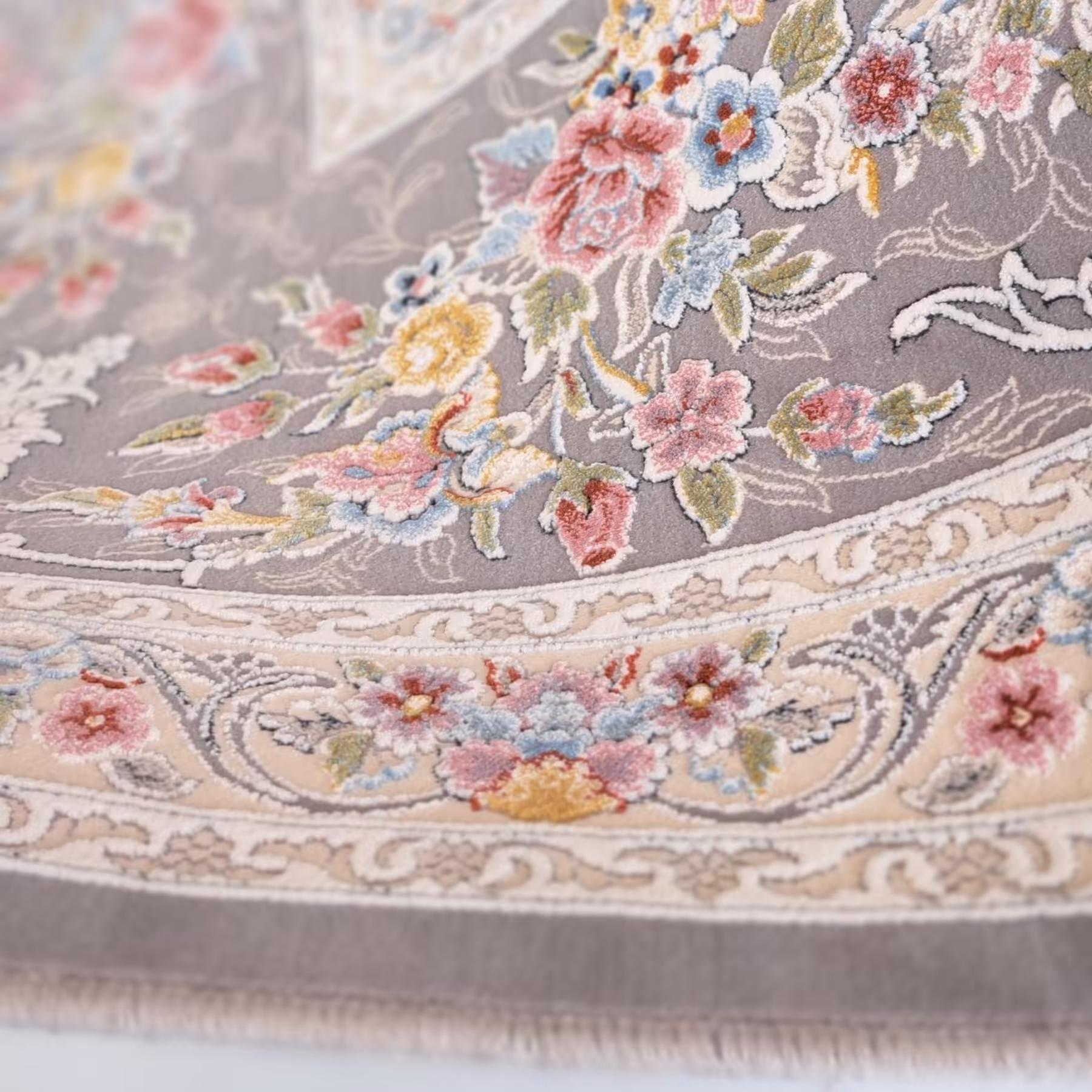 فرش اکرلیک 12 متری 1200 شانه طرح دلوین رنگ نقره ای کد A101