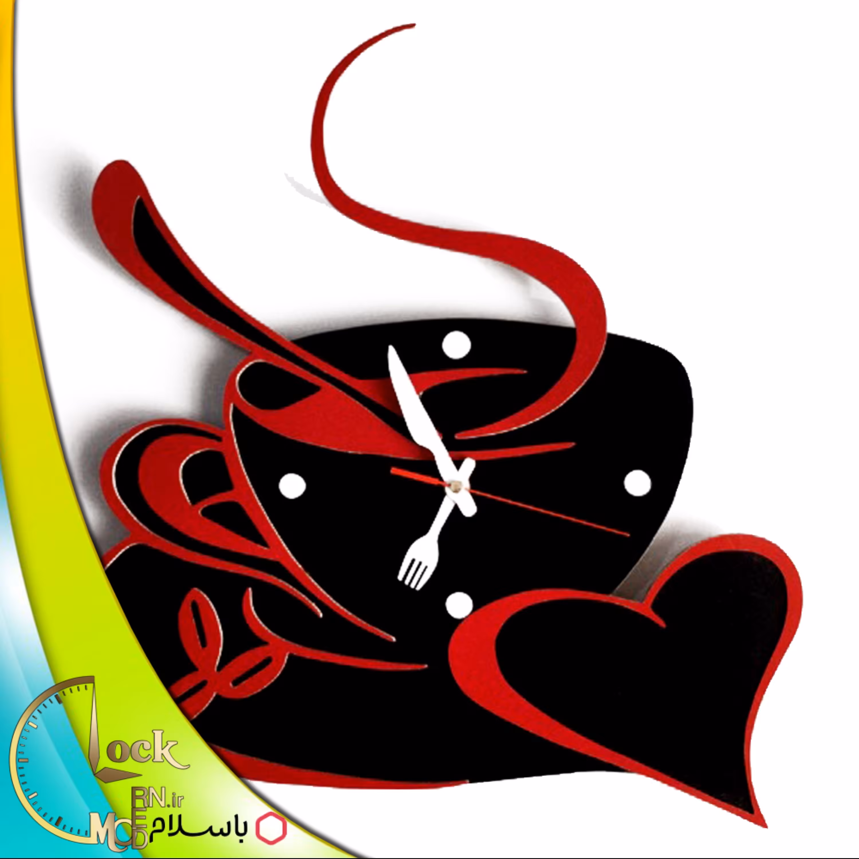 ساعت دیواری فنجان قهوه کد 366 (پس کرایه)
