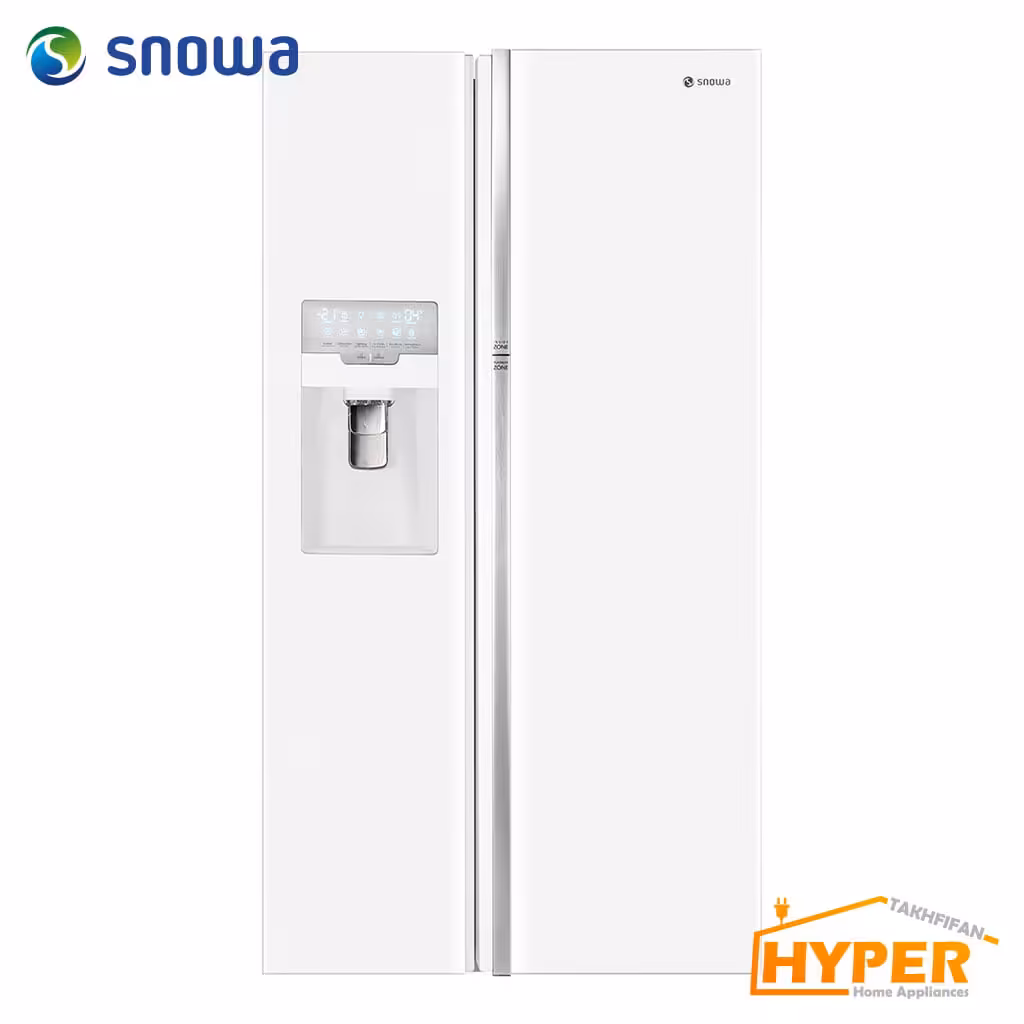 18یخچال فریزر ساید بای ساید اسنوا مدل S8-3350GW سفید متالیک