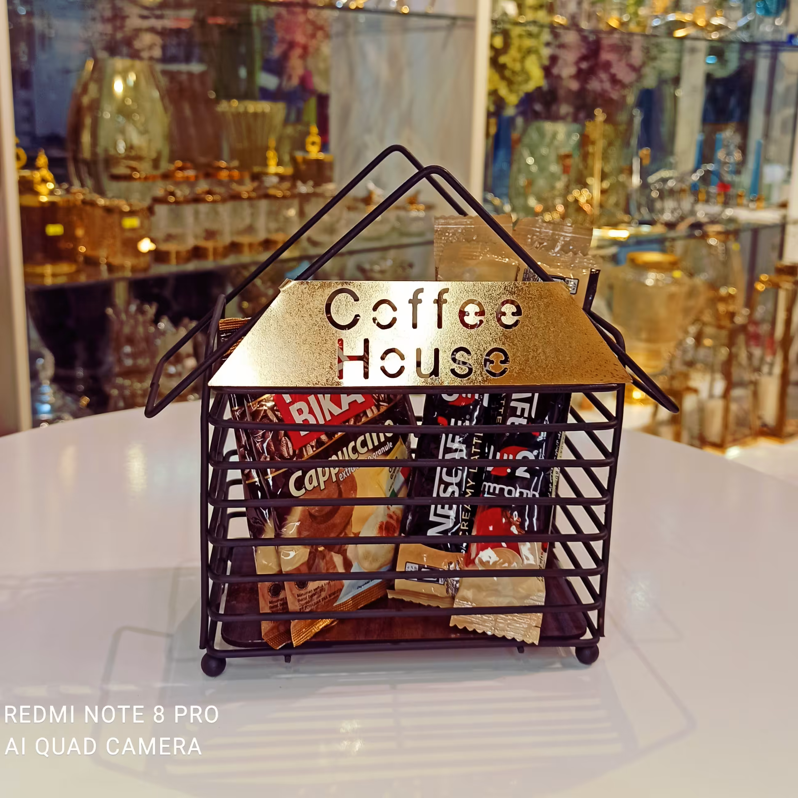 استند coffee_فلزی _دردورنگ طلایی و مشکی 