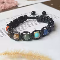 دستبند هفت سنگ با بافت چرم زنانه مردانه سنگ طبیعی اصل