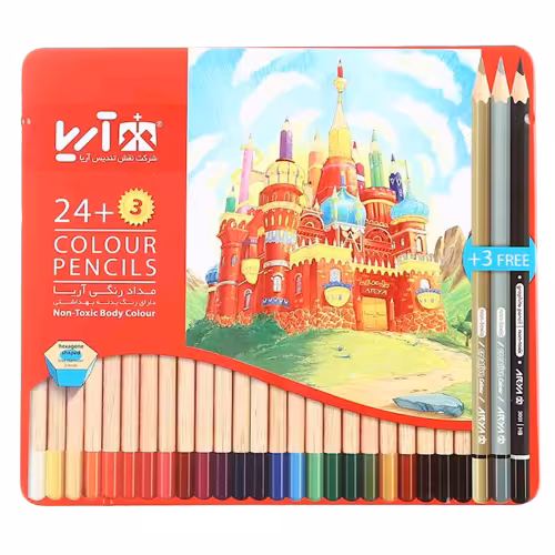 مداد رنگی 3 24 فلزی آریا