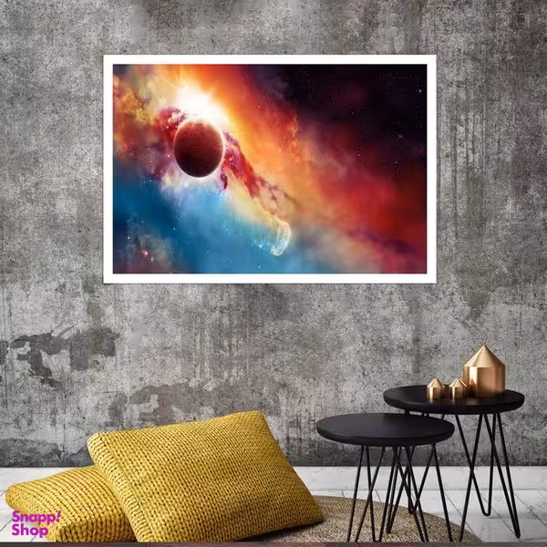 تابلو بکلیت طرح کهکشان و سیاره Nebula مدل قاب شاسی W-s8197