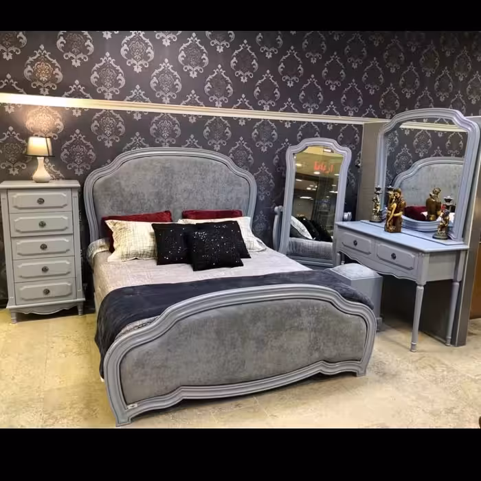 سرویس خواب مدل سایدا شامل تخت میز آرایش فایل یک پاتختی و آینه قدی (ارسال با باربری هزینه ارسال پس کرایه)