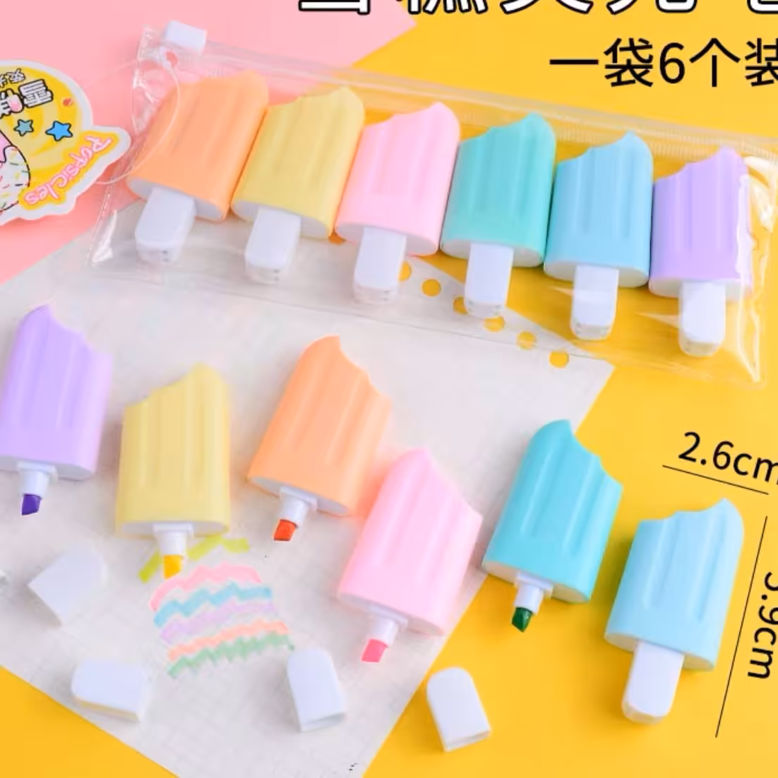 پک هایلایتر بستنی چوبی 6 عددی