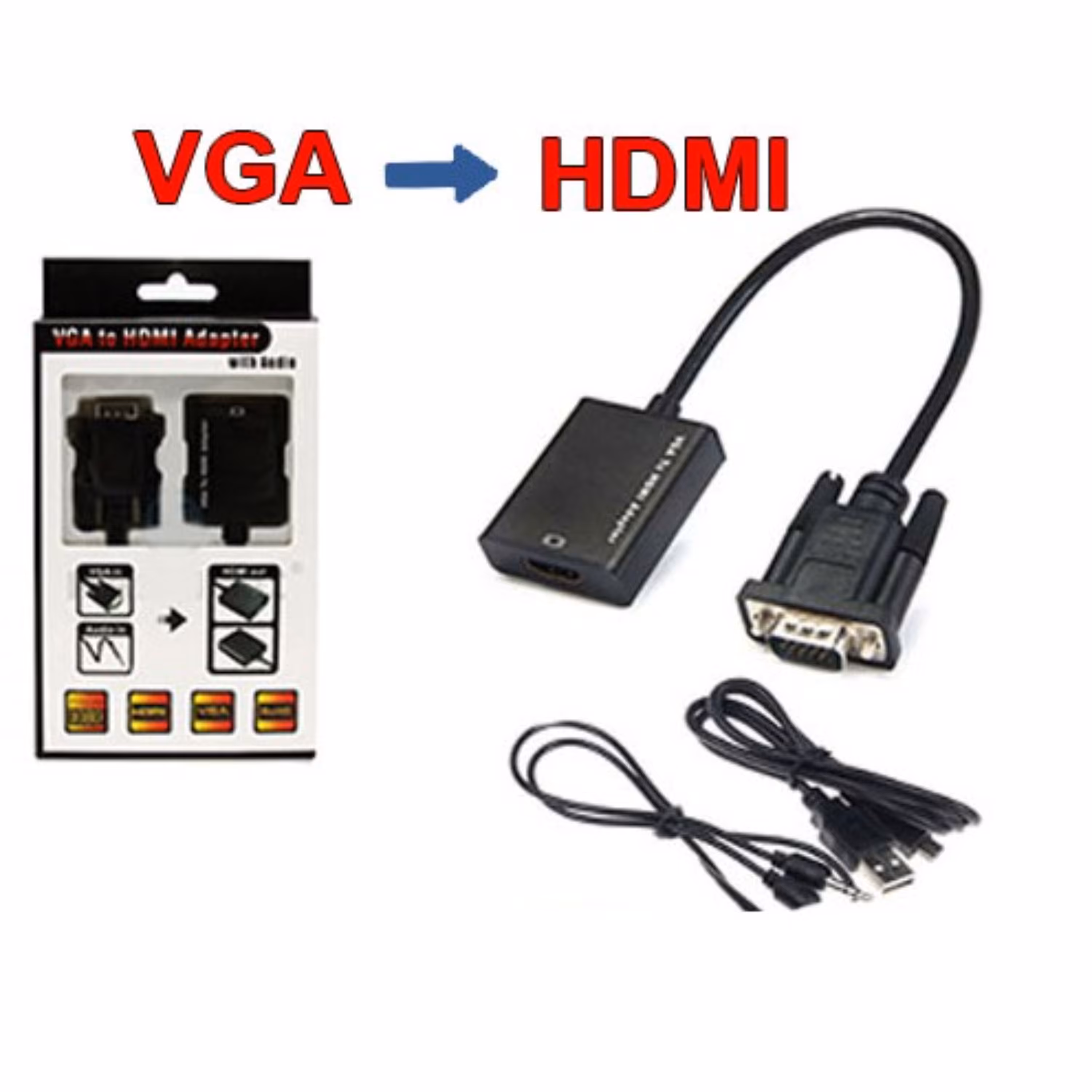 تبدیل VGA to HDMI پک سفید-مشکی