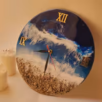 ساعت رزینی دیواری طرح دریا با موتکر ارام گرد در سایز 30 سانت