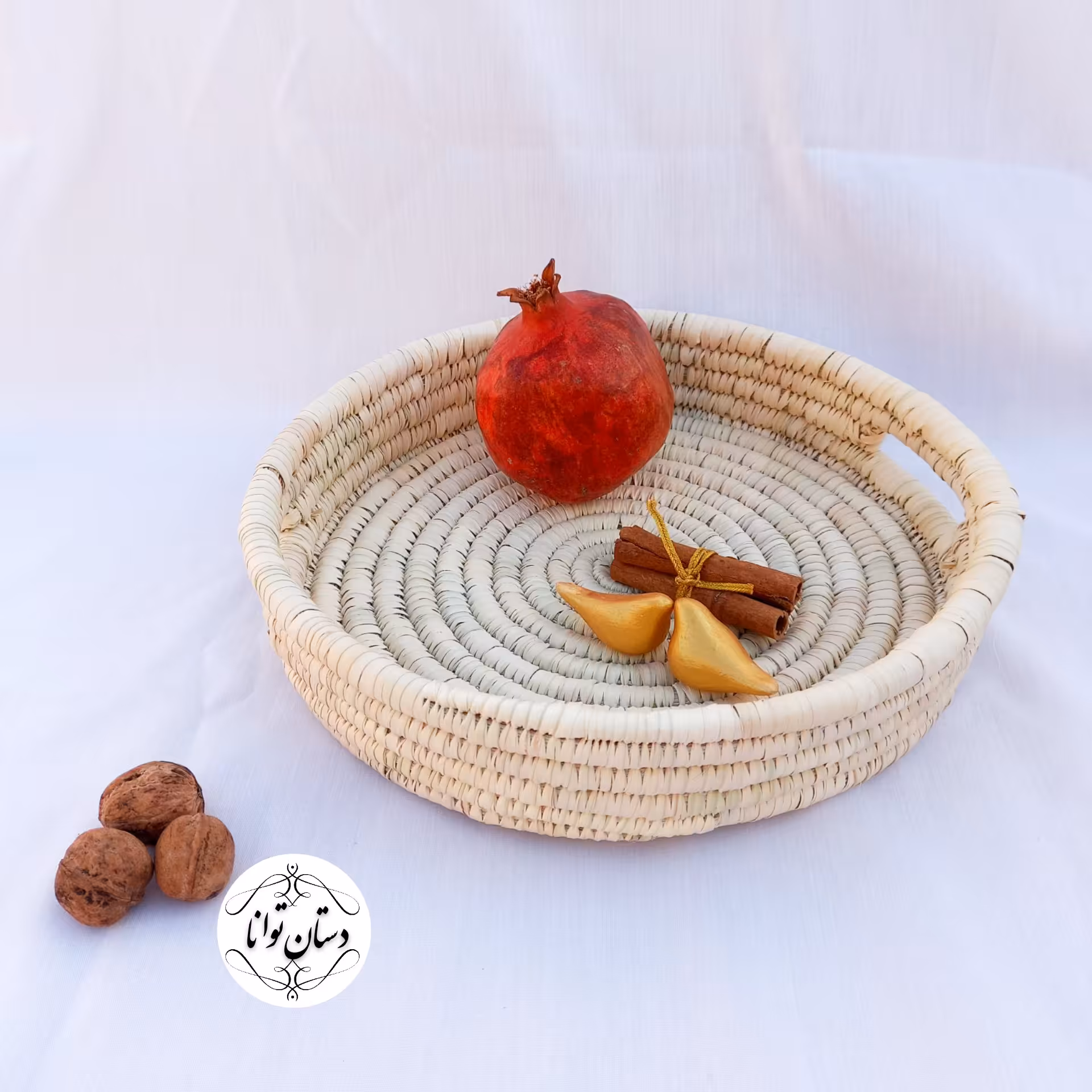 سینی حصیری دسته مخفی قطر30 سانت