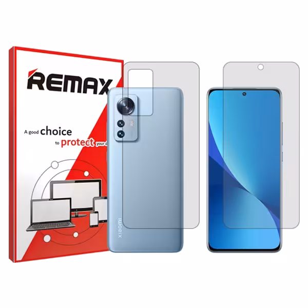 گلس صفحه نمایش و پشت گوشی شیائومی 12 مدل شفاف برند ریمکس کد SS