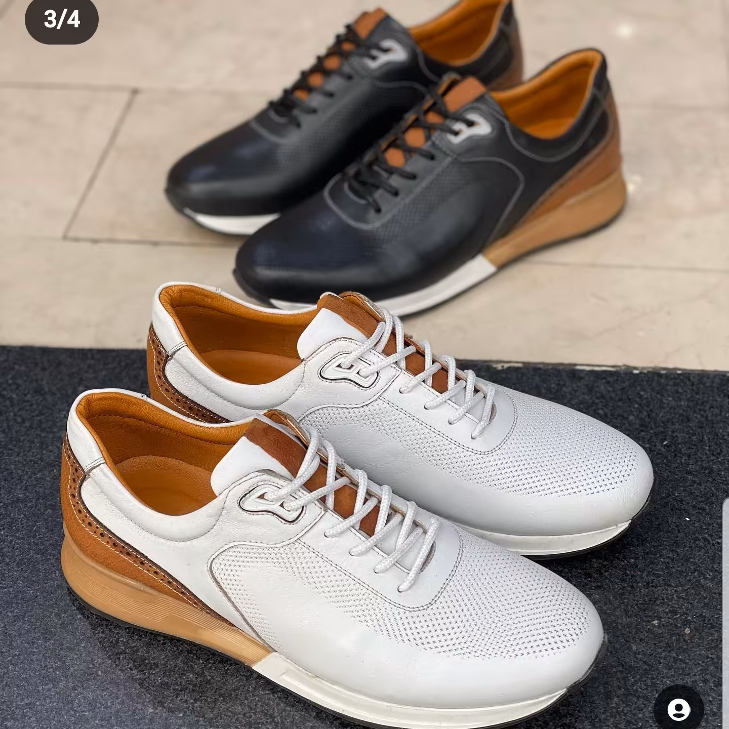 کفش کتونی چرم بندی مردانه بسیار شیک و عالی وخوش پا باکیفیت