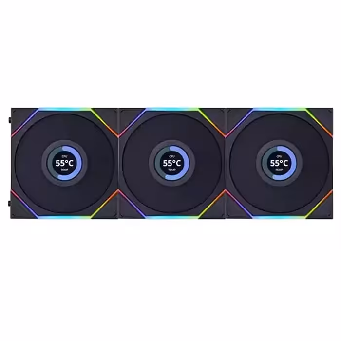فن کیس لیان لی مشکی مدل Uni Fan TL LCD Reverse Blade 120 RGB (3 عددی)
