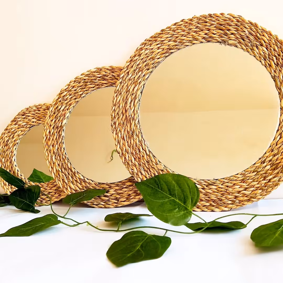 آینه سه تیکه حصیری
