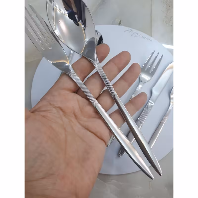 سرویس قاشق چنگال یونیک دهانه اروپایی 144 پارچه استیل نگیر(آهن ربا نگیر) پارچه 24نفره