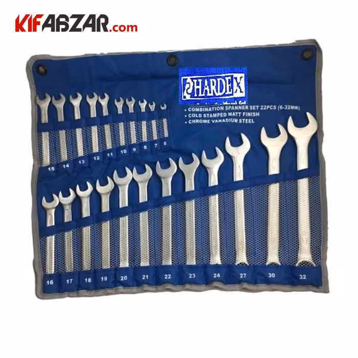 ست آچار یکسر تخت یکسر رینگی 22 عددی هاردکس