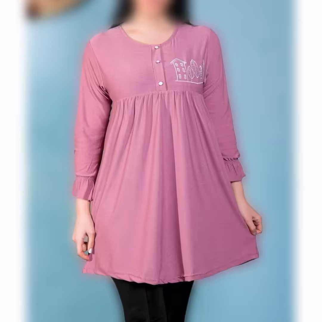 تونیک پاییزه گلدوزی و چین دار