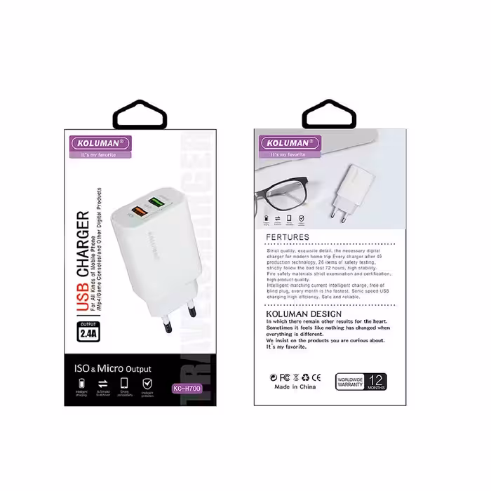 اداپتور شارژر کلومن دارای دو پورت خروجی