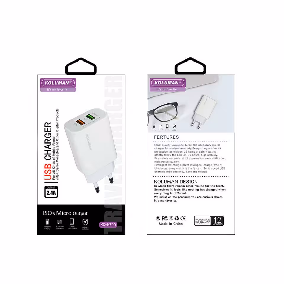 اداپتور شارژر کلومن دارای دو پورت خروجی