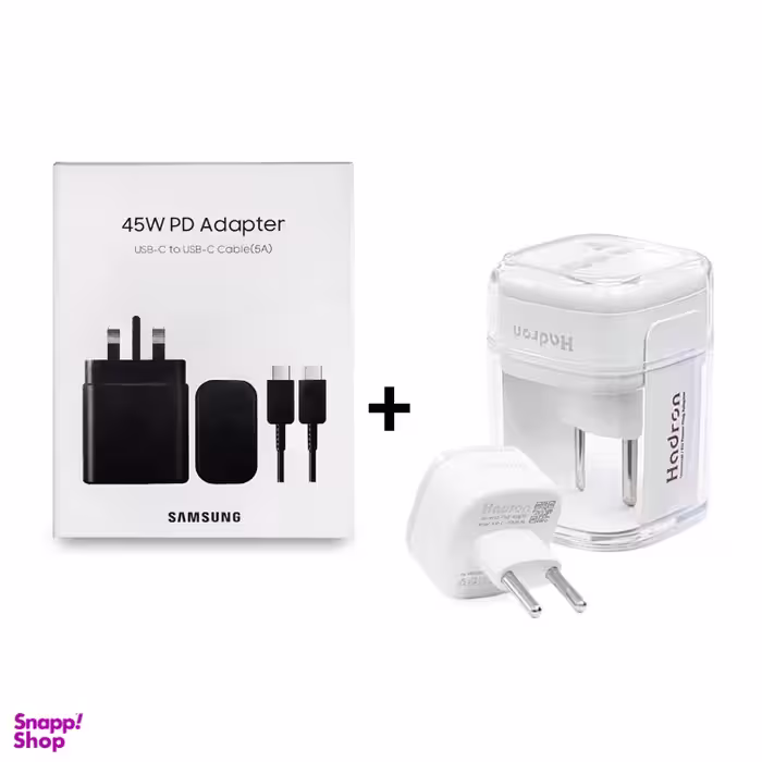 شارژر دیواری سامسونگ مدل PD 25W به همراه کابل USB Type-C نسخه ویتنام به همراه مبدل برق هادرون