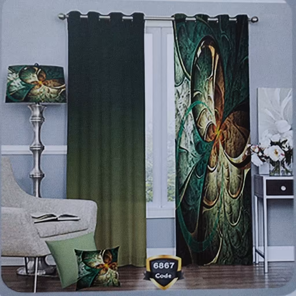 پرده چاپی پانچ دو قواره  طرح مدرن کد 6867