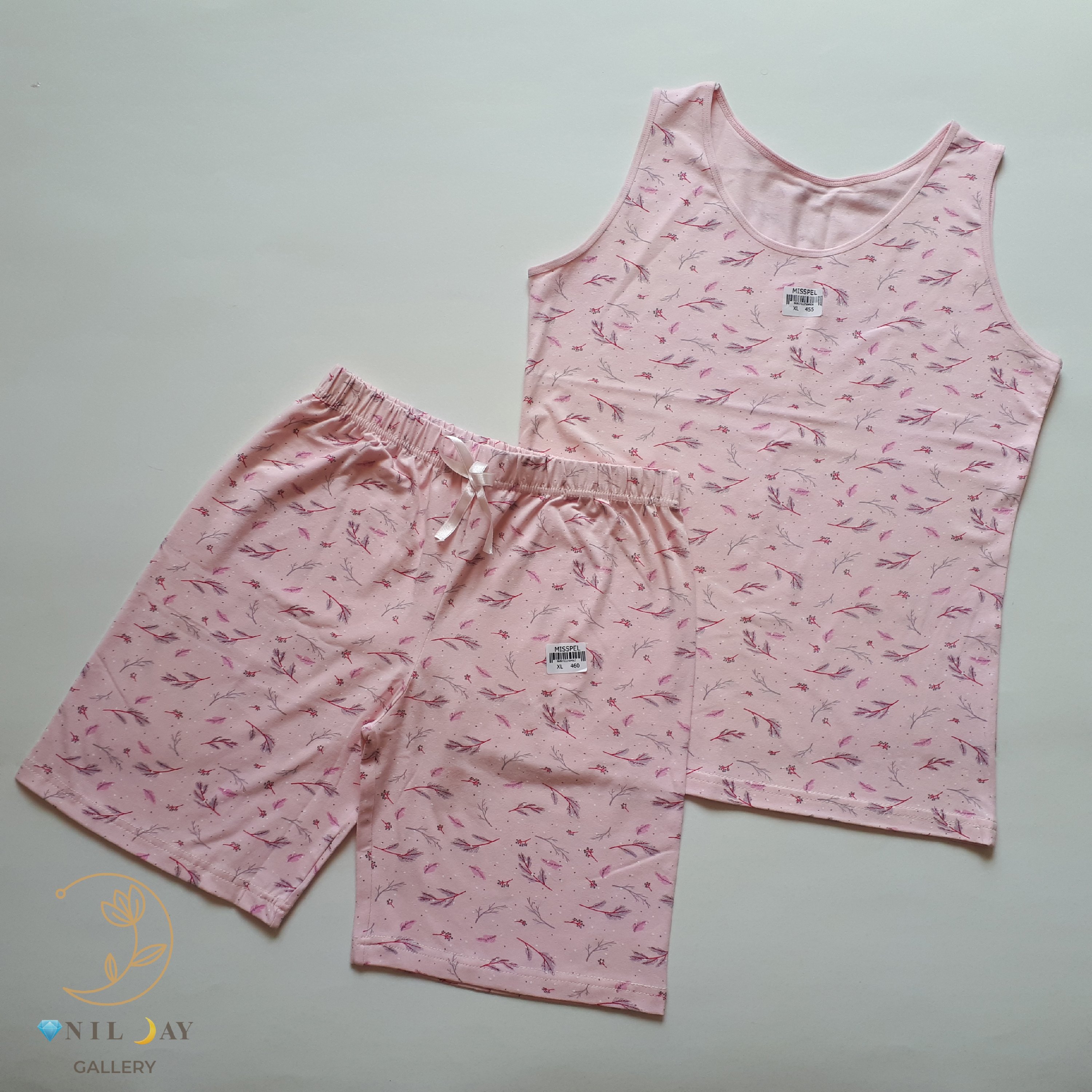 ست تاپ و شلوارک نخ پنبه ترک برند میسپل (misspel)