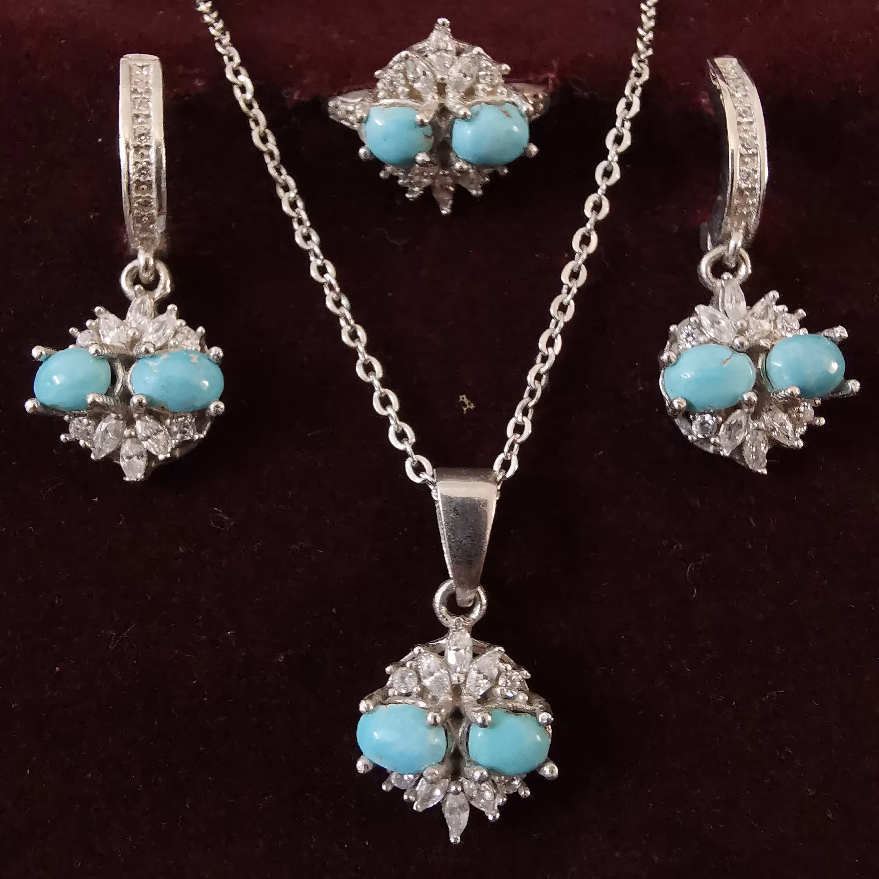 نیم ست نقره فیروزه نیشابور