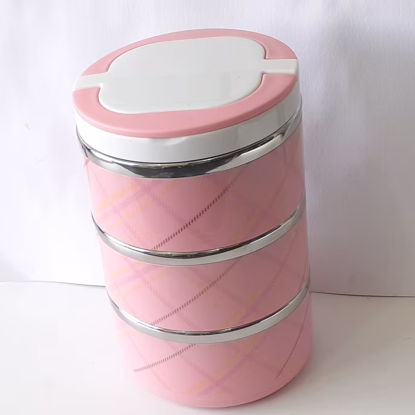 ظرف غذای سه طبقه صورتی