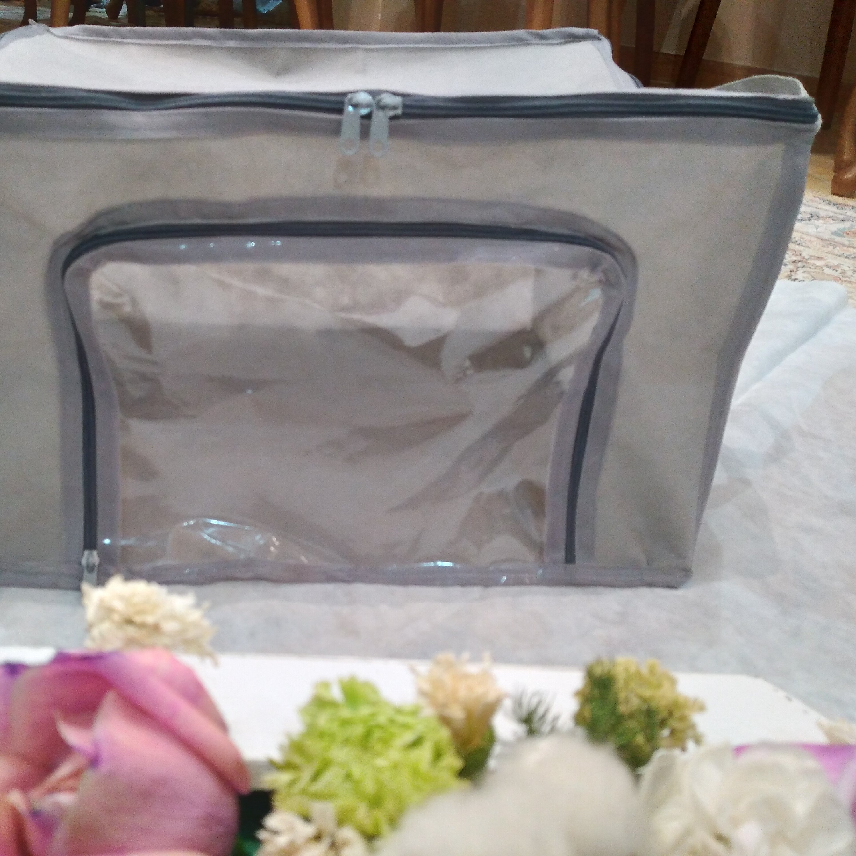 باکس پارچه ای جلو زیپدار طوسی در ابعاد 50در40 ارتفاع 30