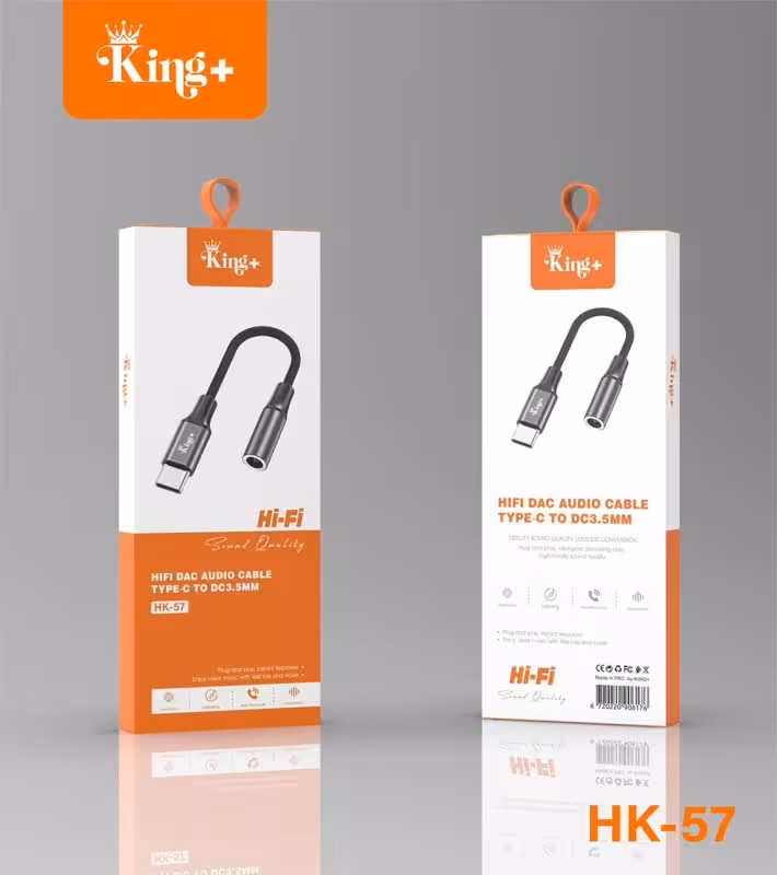 کابل تبدیل USB-Cبه جک3.5میلی متری کینگ پلاس مدل HK-57