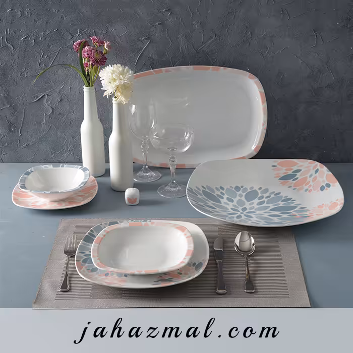 سرویس چینی زرین طرح سلنا صورتی 27 پارچه