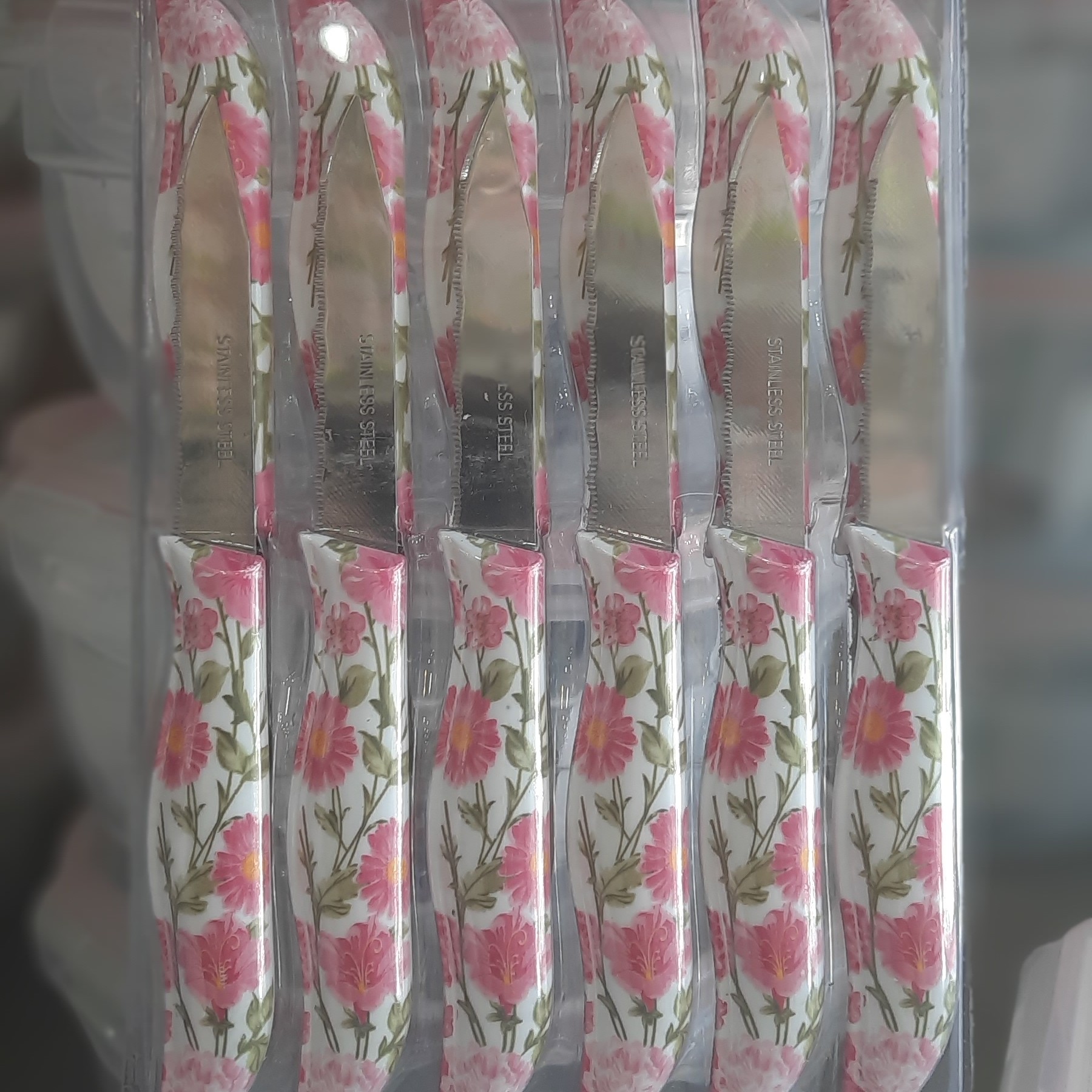 چاقو دسته گل دار اره ای
