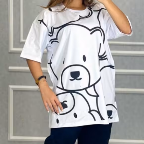 تیشرت لانگ خرسی با تنوع رنگ عالی