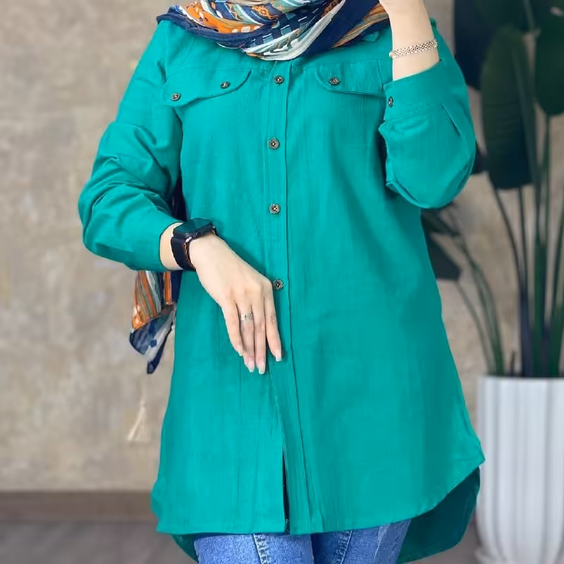 مانتو کتان بغل زیپ