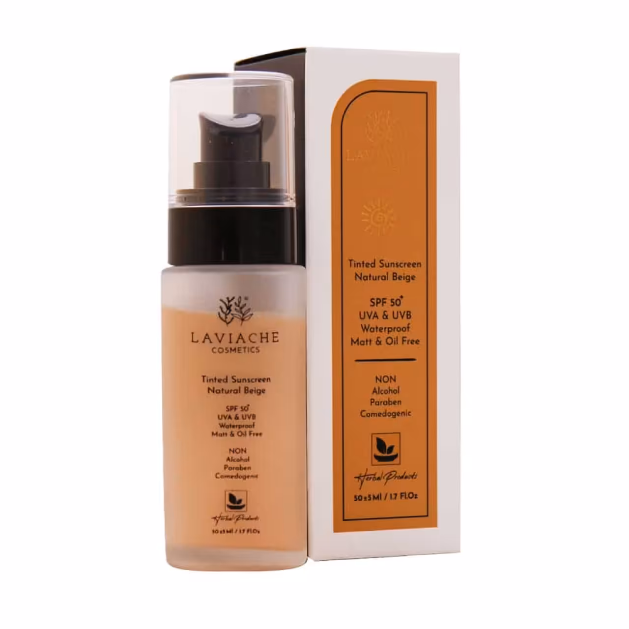 کرم ضد آفتاب spf50 لاویاچه مدل بژ طبیعی ضد آب مناسب انواع پوست حجم 50میل