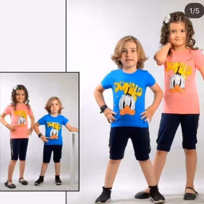 ست تیشرت و شلوارک بچگانه اسپرت طرح اردک سایز 40 و 45