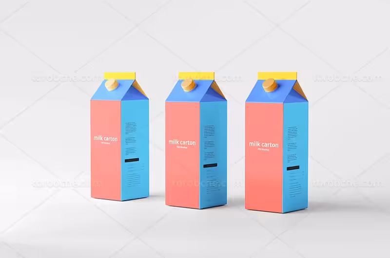 طرح موکاپ لایه باز پاکت شیر | گرافیک با طعم تربچه