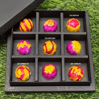 شکلات بلژیکی رنگ بنفش و زرد پک 9 عددی