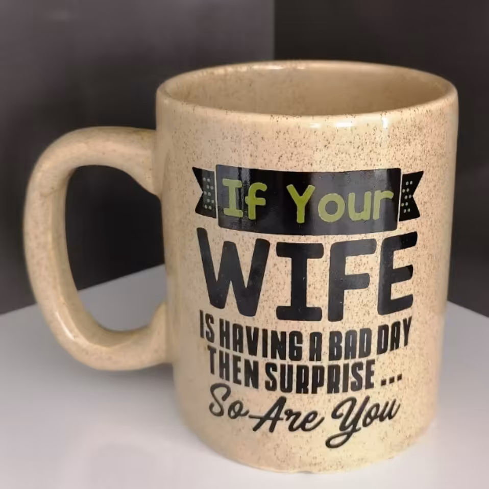 ماگ طرح همسر رنگ نسکافه ای 